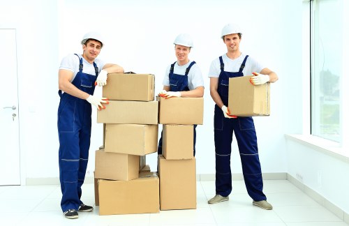 Office furniture and boxes prepared for a business relocation in Dulwich