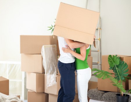 Packed boxes ready for a house move in Dulwich