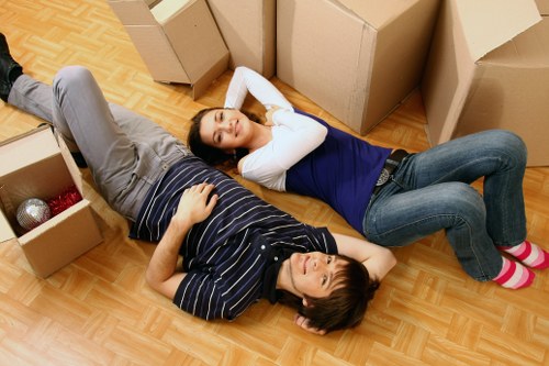 Packed moving boxes ready for transport in Dulwich