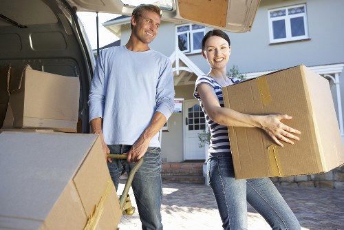 Packed boxes and furniture prepared for a Dulwich house relocation